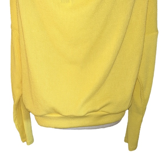NWT Anthro Maeve Kasi Yellow Ribbed Draped Back Crop Pullover Top - L P - Picture 11 of 16